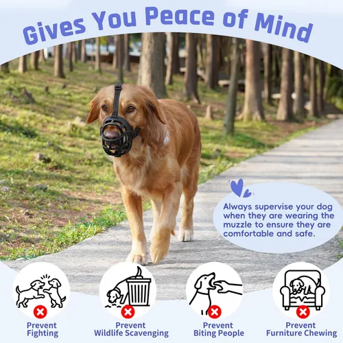 Vista 2 de BARKLESS Bozal para perro, bozal de silicona suave para perros para evitar morder y masticar, cubierta de boca de jaula transpirable