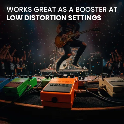 Vista 6 de Boss Paquete de distorsión DS-1 con cable de instrumento Gearlux, cable de conexión, púas y paño de pulido de Austin Bazaar