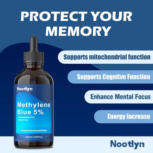 Vista 2 de Suplemento de Azul de Metileno, 4.06 fl oz (120 mL), 5X Concentrado, Gotas de Suplemento Dietético, Sin Formaldehído y Alcohol