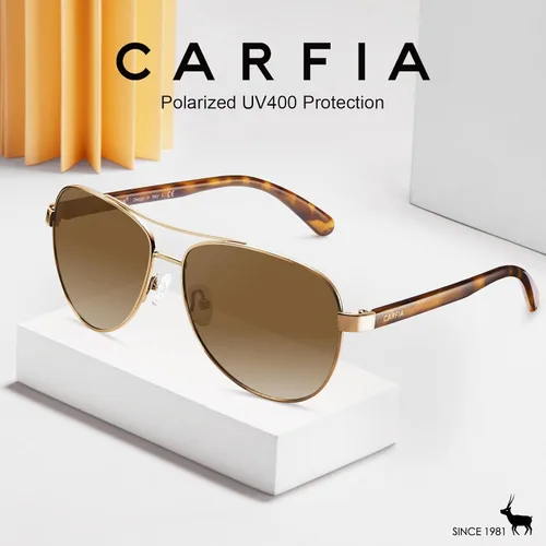 Vista 11 de CARFIA Gafas de sol polarizadas para mujer, protección UV, brazos de acetato, marco de metal, sombras para mujer, CA3216