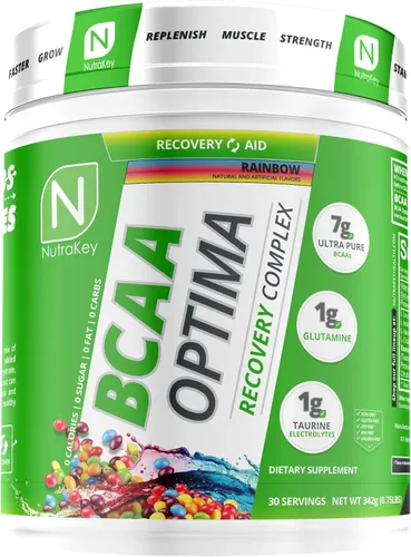 Vista 3 de NutraKey BCAA Optima - Complejo de recuperación post entrenamiento, sin azúcar, sin carbohidratos, ayuda para la recuperación, ponche de frutas