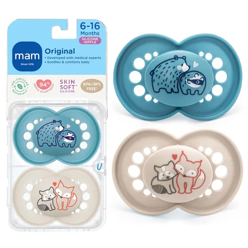 Vista 12 de MAM Chupete mate original para bebé, forma de pezón ayuda a promover un desarrollo oral saludable, estuche esterilizador, 2 unidades, 6-16 meses