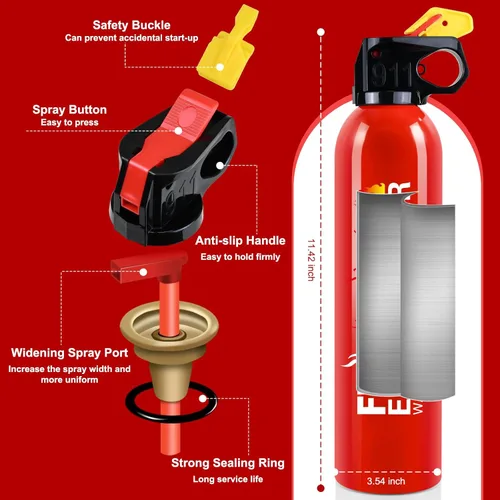 Vista 2 de Extintor de Incendios para el Hogar - Paquete de 2 Extintores de Incendios para Automóvil con Soporte de Pared, Extintor de Incendios Pequeño A B C