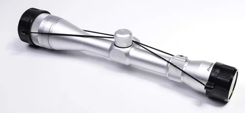 Vista 4 de Hammers Alcance de rifle cromado 10/22 de plata inoxidable 3-9x40 AO Parallax Objetivo ajustable con 22 anillos de cola de milano transparentes