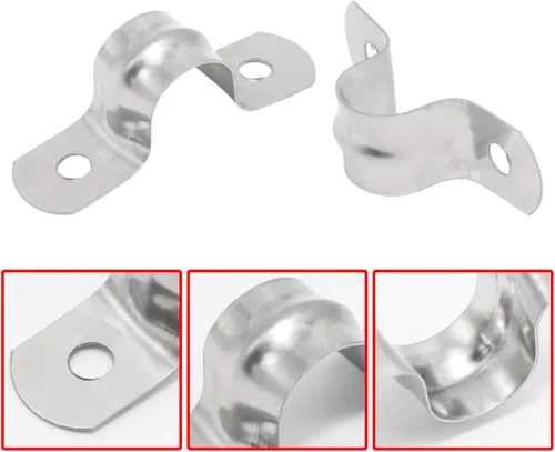 Vista 4 de 32 abrazaderas de tubo de acero inoxidable en U de 0.472 in / 1/2 pulgadas, abrazaderas de conducto, correa de tubo rígida, correa de cable de dos