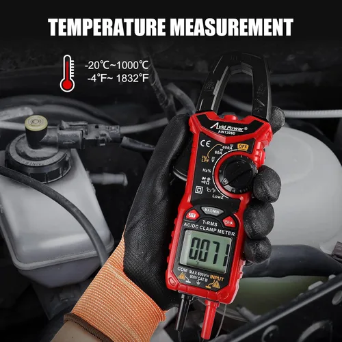 Vista 6 de AVID POWER Abrazadera digital T-RMS 6000 cuentas, multímetro de abrazadera de rango automático con funda, mide voltaje de corriente de tensión