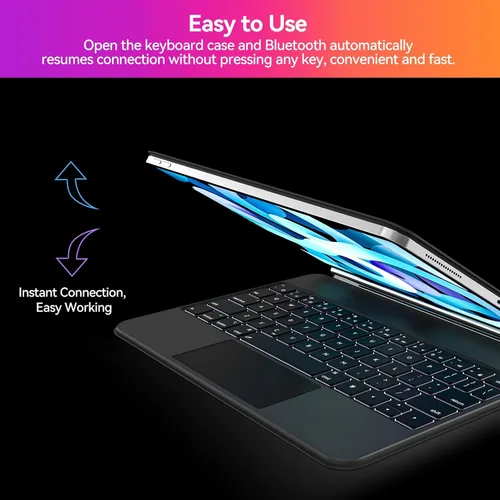 Vista 5 de AUSDOM Funda para iPad Air de 11 pulgadas con teclado (M3/M2, 2025/2024) y iPad Pro de 11 pulgadas (1ª/2ª/3ª/4ª generación), funda magnética