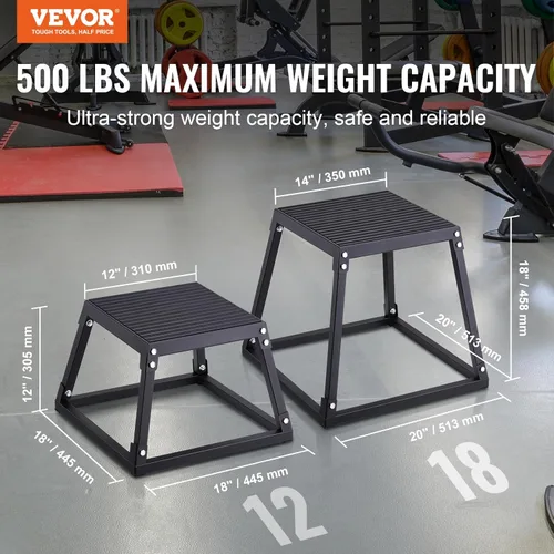 Vista 2 de VEVOR Caja de salto pliométrica, caja pliométrica de 18 pulgadas, plataforma pliométrica de acero y caja de agilidad de salto, caja de ejercicios