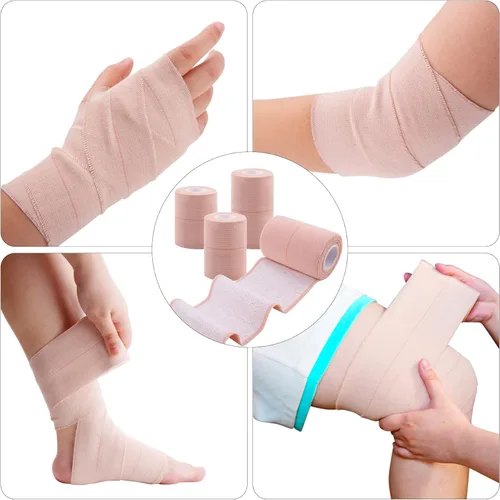 Vista 5 de BQTQ 6 rollos de cinta adhesiva elástica de 3 pulgadas, vendaje elástico autoadherente para heridas, cintas deportivas para esguinces de hinchazón