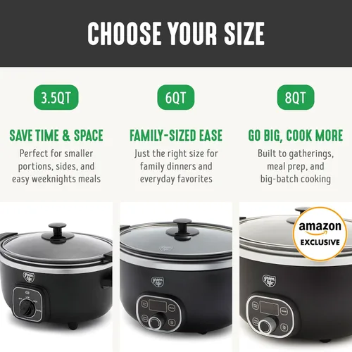 Vista 10 de GreenLife 3.5QT Olla de cocción lenta, cerámica antiadherente sin PFAS ni tóxicos, recipiente interior extraíble, programable, función mantener