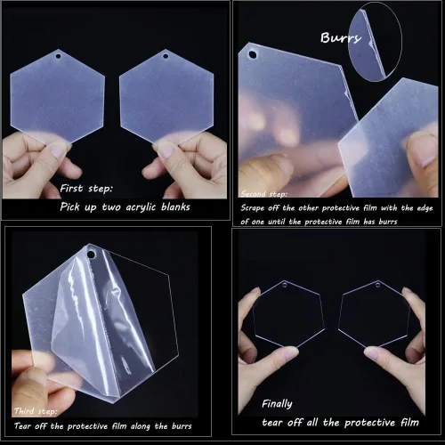 Vista 6 de 20 adornos de Navidad acrílicos hexagonales transparentes de 3 pulgadas en blanco 2025 acrílicos de Navidad transparentes en blanco