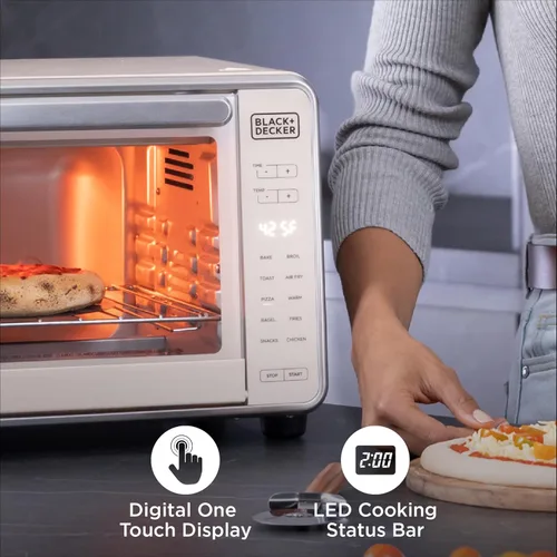 Vista 6 de BLACK+DECKER Crisp 'n Bake™ PRO - Horno tostador digital de 6 rebanadas, 10 funciones de cocción, horno de encimera de convección, se adapta a pizza
