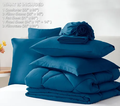 Vista 45 de CozyLux Juego de edredón de tamaño Queen, rojo burdeos, toda la ropa de cama en una sola bolsa, 7 piezas: edredón, fundas de almohada y de almohada