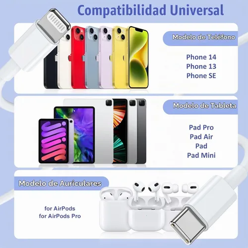 Vista 8 de Paquete de 4 cables USB C a Lightning de 6 pies, cable de carga rápida para iPhone 14, repuesto para el cable de carga original de Apple para iPhone