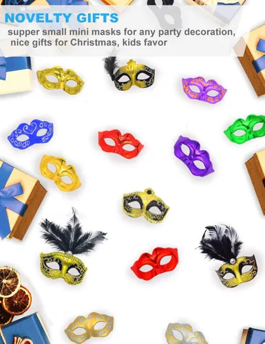 Vista 2 de 12 mini máscaras para decoración de fiesta de Halloween, Mardi Gras, fiesta de cumpleaños, decoración de cupcakes, regalos novedosos