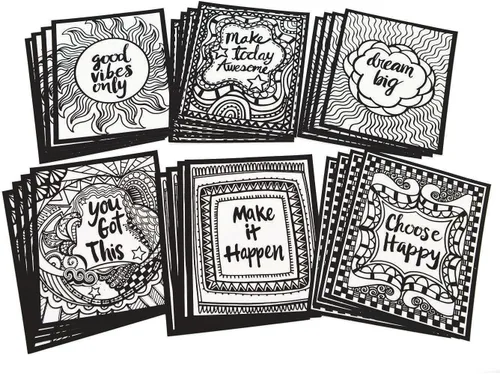 S&S Worldwide Think Positive - Pósteres artísticos de terciopelo, 4 de cada uno de 6 diseños, citas inspiradoras, sueña en grande, buenas