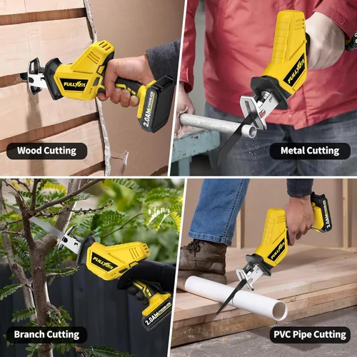 Vista 7 de FULLYEA Sierra recíproca inalámbrica, velocidad variable 0-3500SPM, sierra recíproca de potencia, cambio de hoja sin herramientas, sierras