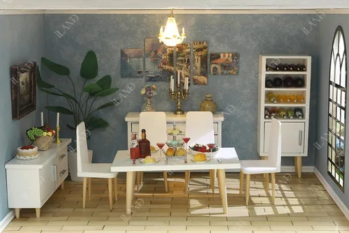 Vista 8 de Muebles en miniatura para casa de muñecas iLAND a escala 1:12, cocina moderna para casa de muñecas con set de accesorios