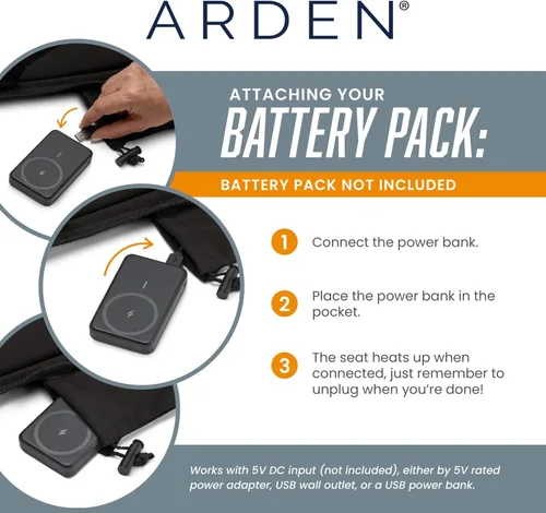 Vista 6 de Arden - Asiento de estadio con calefacción, plegable, ligero con correa de transporte, cojín de espuma para mayor comodidad, ajustable, soporte