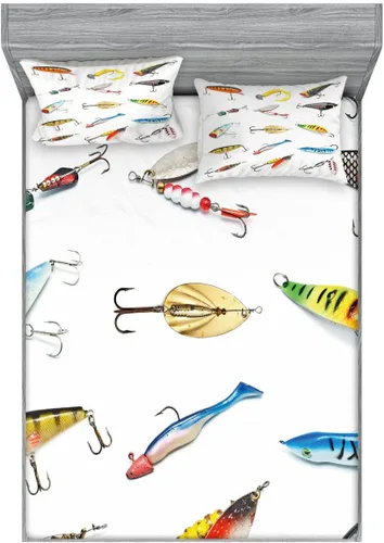 Vista 50 de Ambesonne Island Map - Juego de sábanas bajeras y fundas de almohada, mapa del tesoro súper detallado, diseño de piratas rústicos grungy, tema