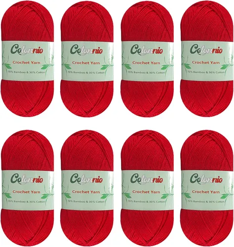 Vista 3 de 8 madejas de hilo para tejer a ganchillo, 70% rayón derivado de bambú, 30% algodón, peso superfino fingering, Sunny Cat Cotonnio importado