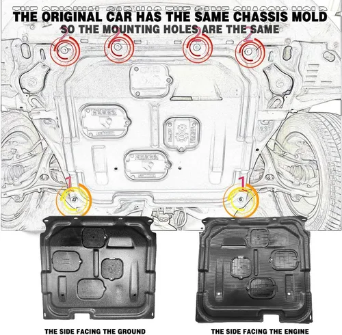 Vista 7 de Guardabarros para motor para Honda Accord 2008 2009 2010 2011 2012 Sedán de 4 puertas & 2.4L Protector contra salpicaduras frontal del motor