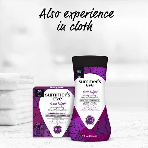 Vista 5 de Summer's Eve Toallitas de limpieza femenina Date Night PrePost-Intimacy Cleansing, 16