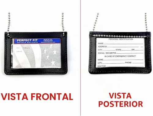Vista 2 de Cadena de cuello de doble cara para identificación con 2 ventanas