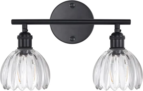 Vista 37 de Shenmoyl Lámparas de baño, lámpara de pared de 2 luces para tocador sobre espejo con pantalla de vidrio tulipán blanco para dormitorio, sala
