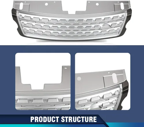 Vista 9 de PIT66 Rejilla, compatible con Freightliner Columbia 2000-2008, rejilla cromada con pantalla de insectos, A1715107000 A1715251003