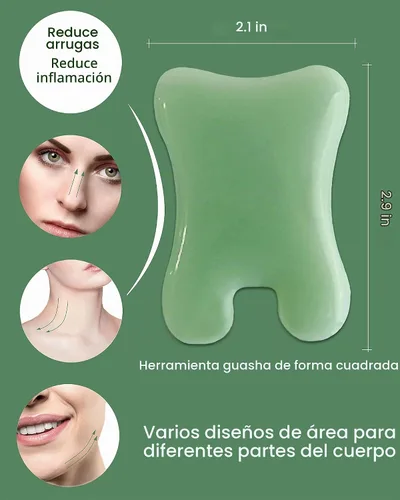 Vista 4 de MoHern 4 herramientas de masaje Gua Sha para cara y cuerpo, verde claro