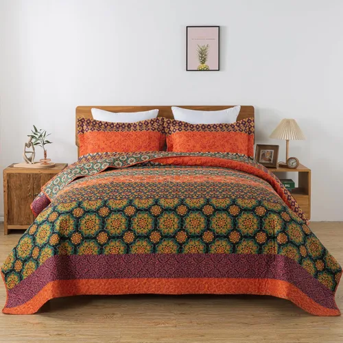 Vista 11 de HoneiLife - Juego de cama de dos piezas, tamaño individual, de microfibra, reversible, de retazos, estilo floral, todas las estaciones