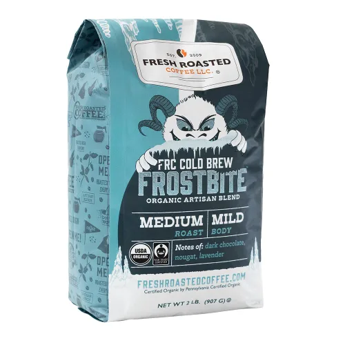Vista 9 de Fresh Roasted Coffee, Organic Dark & Bold Frostbite Cold Brew USDA Organic, Kosher Tostado oscuro 12 oz molido grueso