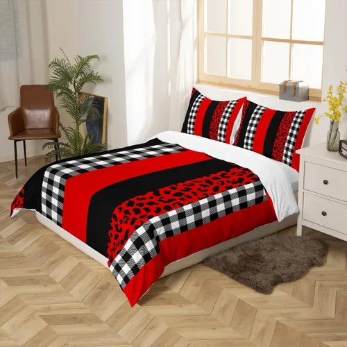 Vista 5 de Juego de funda de edredón para niños con estampado de leopardo, tamaño individual, juego de ropa de cama de moda de piel de guepardo abstracto