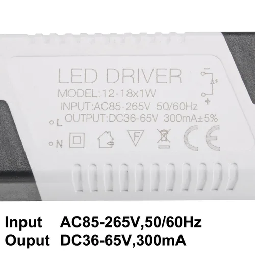 Vista 2 de uxcell Controlador LED 12-18W Corriente constante 300mA de alta potencia AC 85-265V Salida 36-65V DC Conector Fuente de alimentación externa LED