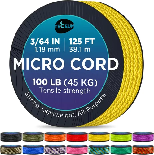 Vista 48 de TECEUM Micro Paracord – 1.18 mm X 38 m – Cordón de Utilidad Micro – Cuerda de Paracord Trenzada Fina – Ideal para Manualidades, Proyectos DIY