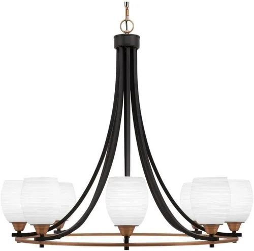 Vista 80 de Toltec Lighting 3408-BN-300 Paramount - Lámpara de araña de 8 luces elevadas, 31 pulgadas de alto y 31.25 pulgadas de ancho, color acabado: níquel