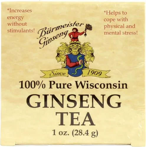 Burmeister Ginseng Té suelto de ginseng americano cultivado en Wisconsin, paquete de 1 oz, aumenta la energía, afronta el estrés