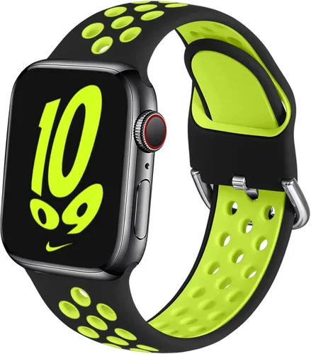 Vista 25 de Correa deportiva compatible con Apple Watch de 40 mm, 38 mm, 41 mm, 42 mm, 44 mm, 45 mm, 46 mm, 49 mm, unisex, correa de repuesto de silicona suave