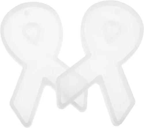 Vista 5 de EXCEART 8 pares de moldes de resina para pendientes, moldes de resina epoxi de fundición, molde de cinta de amor, moldes de silicona