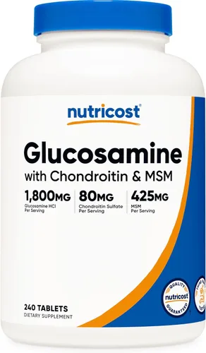 Nutricost Glucosamina 1800 mg con condroitina y MSM, 240 tabletas, 120 porciones, sin OMG, sin gluten