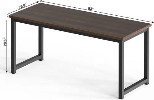 Vista 2 de NSdirect Large Office Desk for Home Office, Large 63” Computer Desk Table, Wide Writing Study Desk for 2 Person, Metal Sturdy Frame Thicker Steel