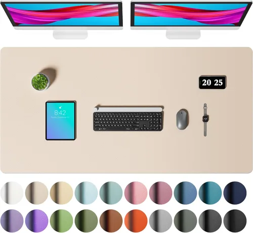 Vista 53 de Aothia - Protector de escritorio de cuero sintético grande, base antideslizante para mouse y superficie para escribir, impermeable, fácil de Agua