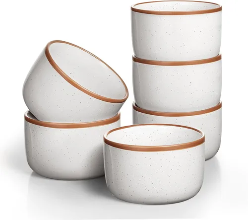 Vista 7 de Morandi Color Ramekins - Juego de 6, 6 onzas, aptos para horno, cuencos de porcelana para ramekin, mini moldes para tartas de queso, fuente pequeña