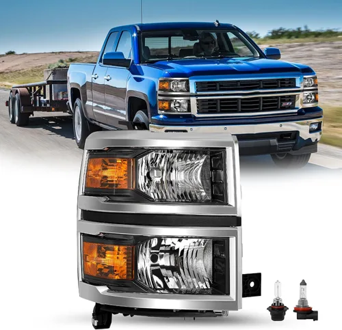 Vista 31 de JSBOYAT Conjunto de faros delanteros con luces antiniebla para Chevy Silverado 1500 2014-2015, camioneta, halógena, estilo OE, par de faros