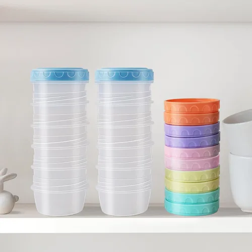 Vista 35 de Recipiente para aderezo de ensalada para llevar con tapas, apto para lavavajillas y microondas, recipientes pequeños para condimentos con líneas