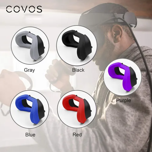 Vista 7 de Almohadilla facial VR para Oculus Rift S, cubierta de silicona para los ojos, Rift S VR, resistente al sudor, impermeable, a prueba de luz