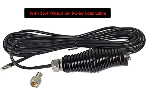 Vista 4 de HYS Muelle de barril resistente con montaje negro con SO239 (UHF hembra) para HF/VHF CB UHF macho (PL259) antena de fibra de vidrio, con orificio