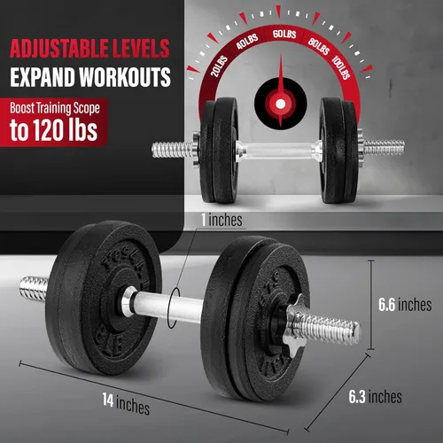 Vista 3 de Yes4All Old School Adjustable Dumbbell Set with Weight Plates, Star Lock Collars/Connector, 40lbs to 200lbs Adjustable Weight Plates Set