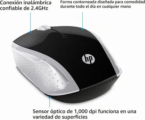 Vista 3 de HP Ratón inalámbrico 200 (negro/plata, 2HU84AA)